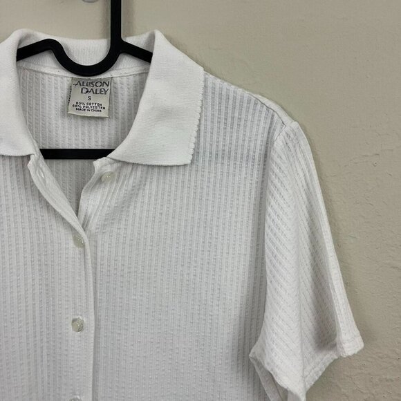 90s white ribbed button up shirt - Picture 5 of 8